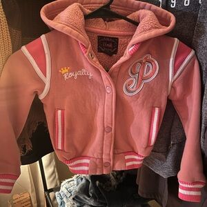 Unik Pink Sweatshirt with Varsity Stripes